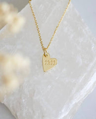 11:11 Stamped Heart Angel Number Necklace - PINK ARROWS