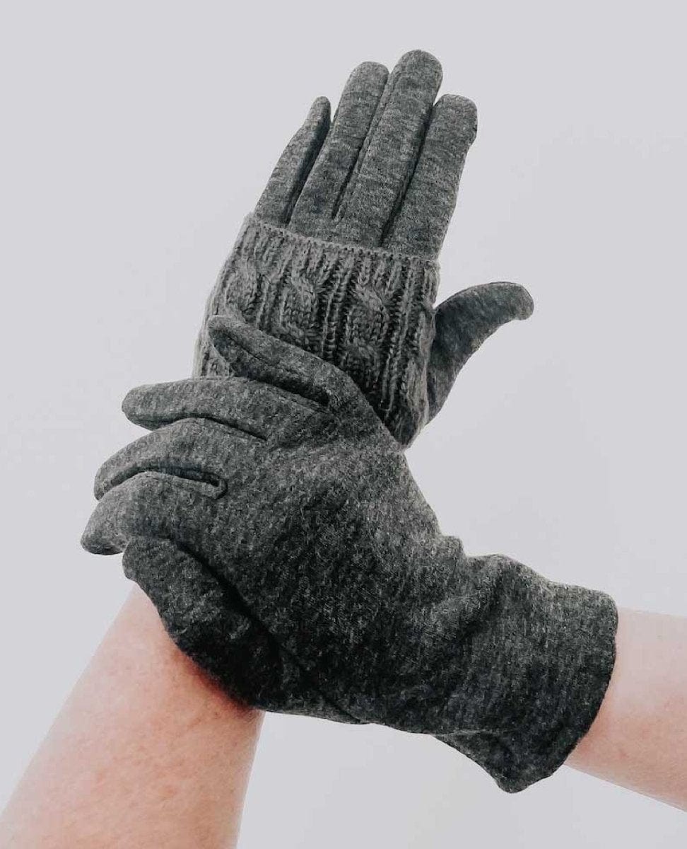 3 in 1 Texting Gloves Charcoal - PINK ARROWS