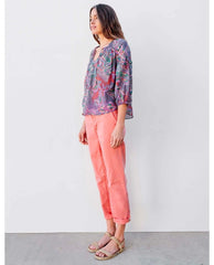 3/4 Sleeve Floral Blouse Seurat - PINK ARROWS