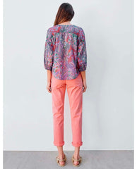 3/4 Sleeve Floral Blouse Seurat - PINK ARROWS