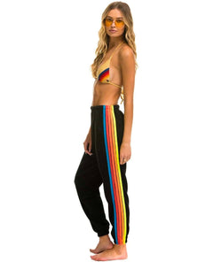 5 Stripe Black Neon Rainbow Women's Sweatpant - miamidrugpossession