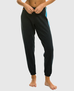 5 Stripe Charcoal Blue Women's Sweatpant - PINK ARROWS