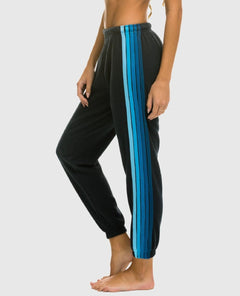 5 Stripe Charcoal Blue Women's Sweatpant - PINK ARROWS