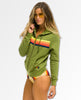 5 Stripe Hoodie Jungle Green Neon Rainbow - miamidrugpossession