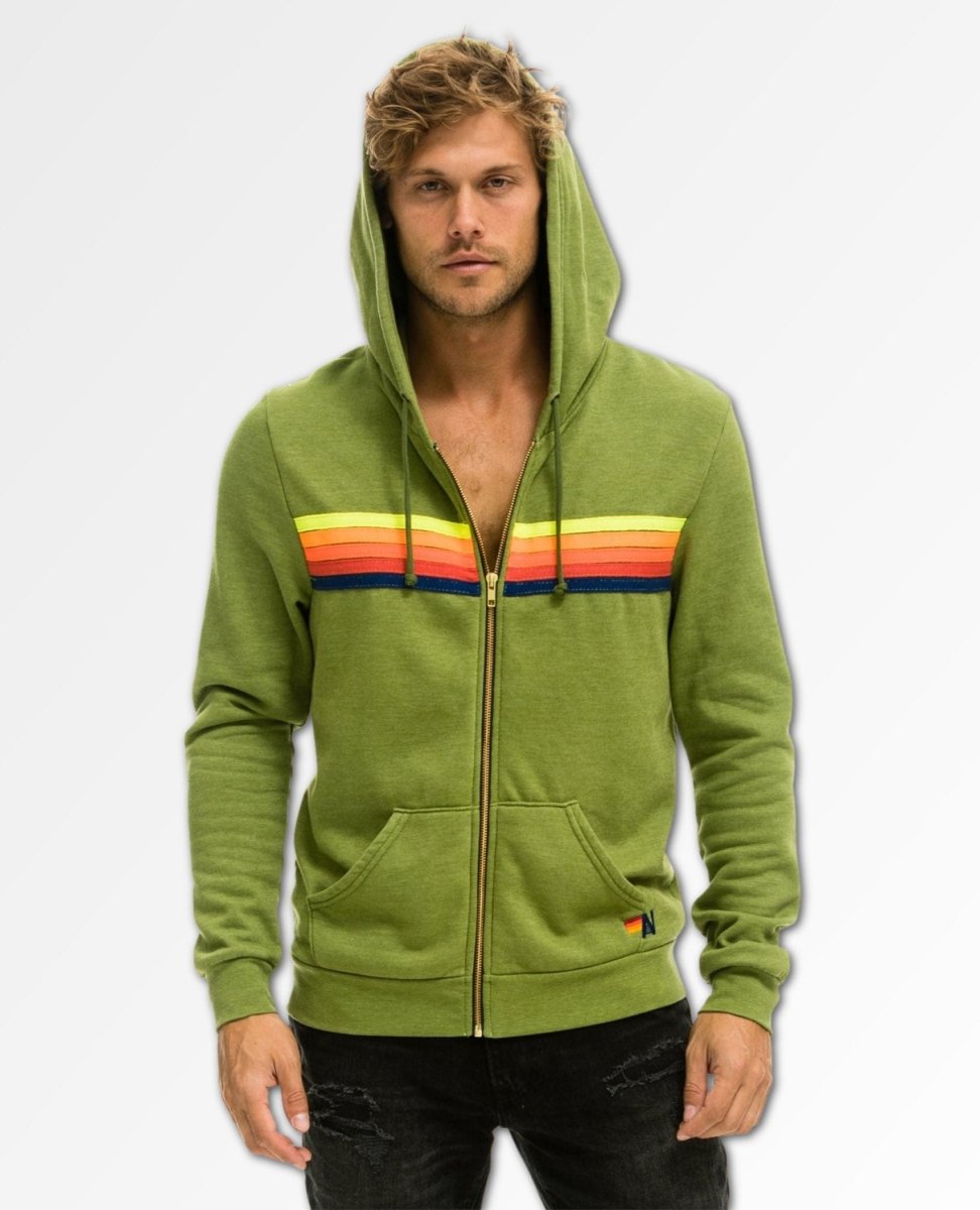 5 Stripe Hoodie Jungle Green Neon Rainbow - clearpathherbicide