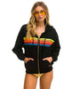 5 Stripe Neon Rainbow Relaxed Hoodie Black - miamidrugpossession