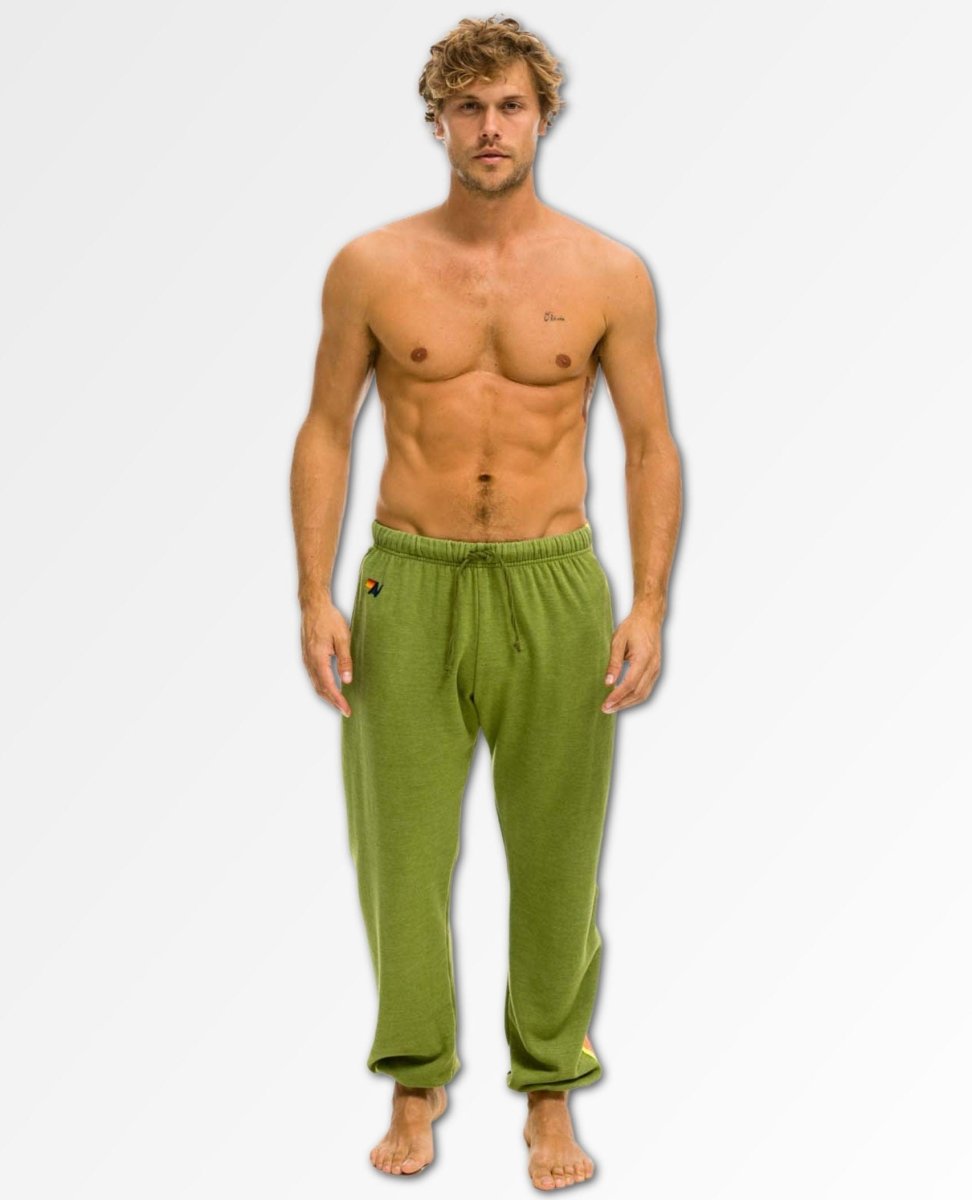 5 Stripe Neon Rainbow Sweatpants Jungle Green Unisex - clearpathherbicide