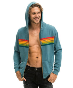 6 Stripe Hoodie Blue Serape Rainbow - miamidrugpossession