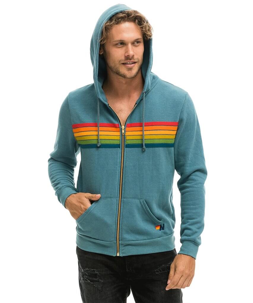 6 Stripe Hoodie Blue Serape Rainbow - clearpathherbicide