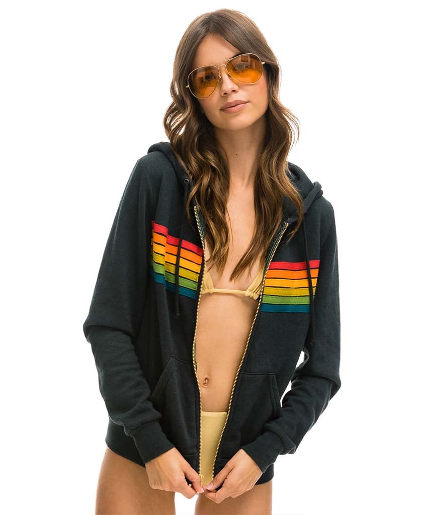 6 Stripe Hoodie Charcoal Serape Rainbow - clearpathherbicide