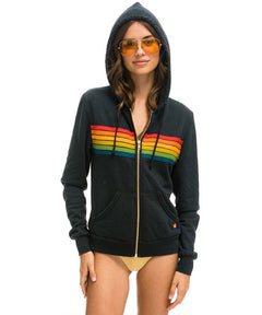 6 Stripe Hoodie Charcoal Serape Rainbow - clearpathherbicide