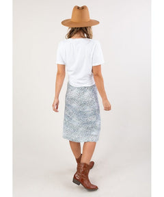 Abstract Leopard Print Midi Skirt Blue Ivory - clearpathherbicide