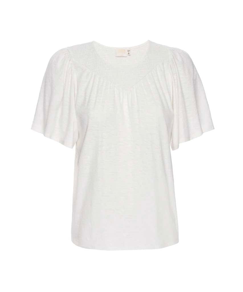 Acacia Smocked Flutter Sleeve Off White - clearpathherbicide