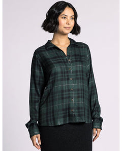 Adeline Pine Silver Plaid Top - PINK ARROWS