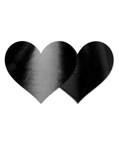 Adhesive Nippies Covers Black Patent Heart - miamidrugpossession