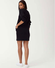 Air Essentials Crew Neck Long Sleeve Dress Very Black - PINK ARROWS