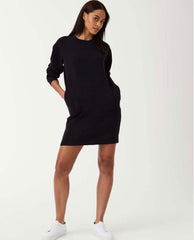 Air Essentials Crew Neck Long Sleeve Dress Very Black - PINK ARROWS