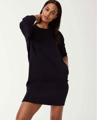 Air Essentials Crew Neck Long Sleeve Dress Very Black - PINK ARROWS