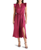 Allegra Ruffle Sleeve Satin Midi Dress Berry - miamidrugpossession