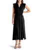 Allegra Ruffle Sleeve Satin Midi Dress Black - clearpathherbicide