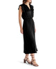 Allegra Ruffle Sleeve Satin Midi Dress Black - clearpathherbicide