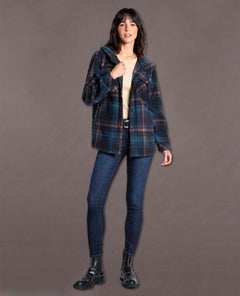 Almira Hooded Shacket Navy Plaid - clearpathherbicide