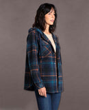 Almira Hooded Shacket Navy Plaid - miamidrugpossession