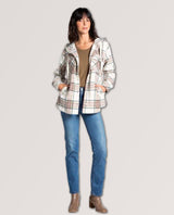 Almira Hooded Shacket Neutral Plaid - miamidrugpossession