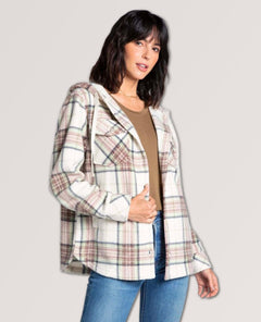 Almira Hooded Shacket Neutral Plaid - clearpathherbicide