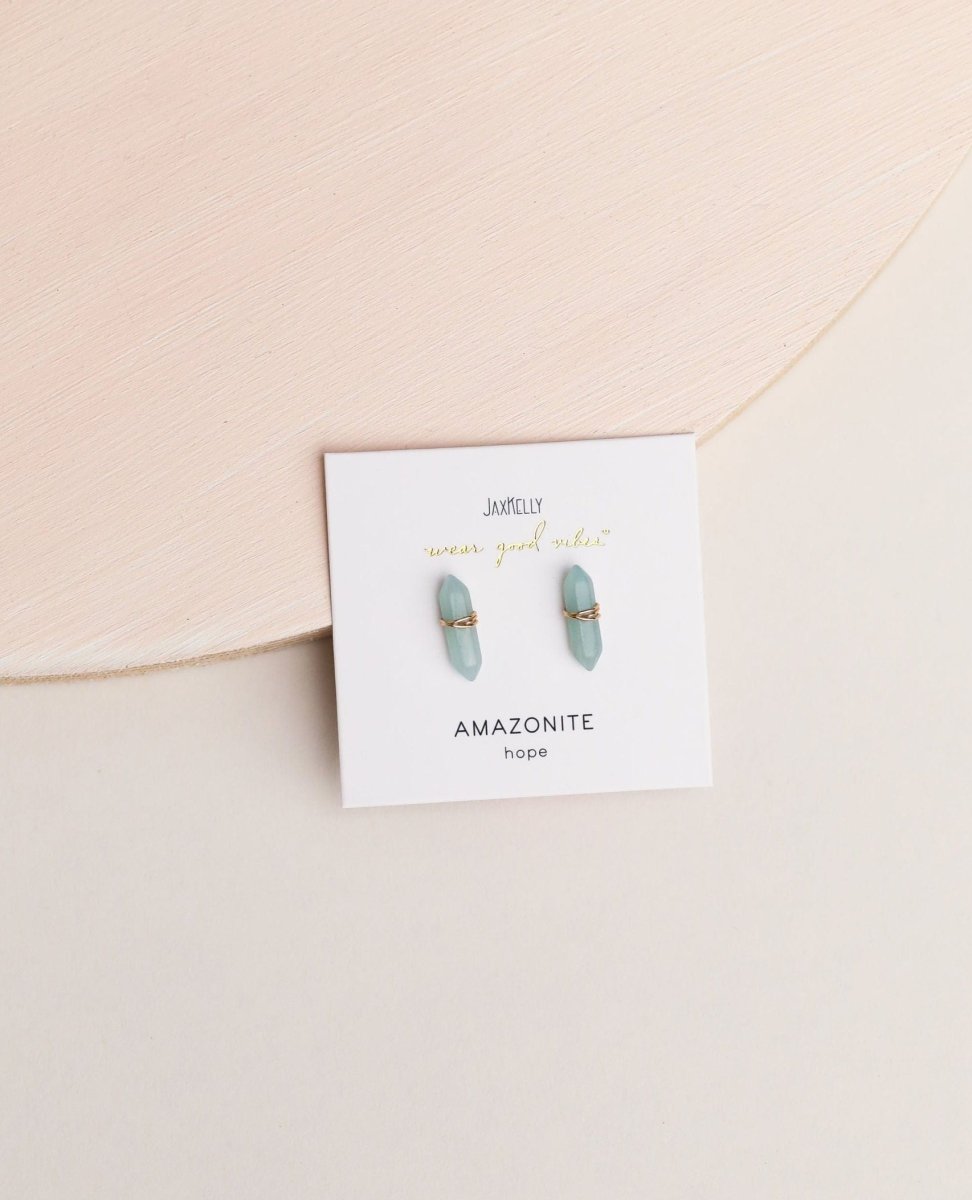 Amazonite Mineral Point Hope Earrings - clearpathherbicide