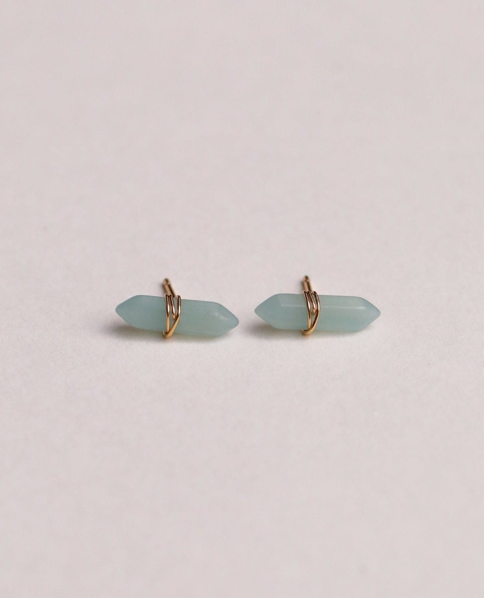 Amazonite Mineral Point Hope Earrings - miamidrugpossession