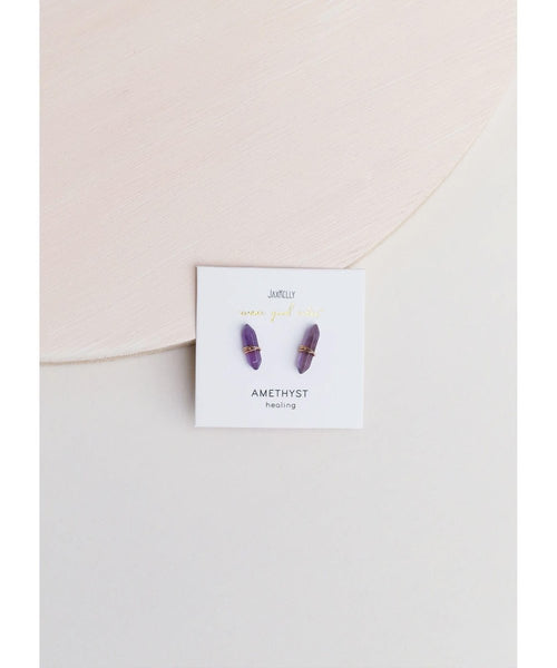 Amethst Mineral Point Healing Earrings - clearpathherbicide