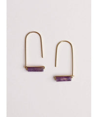 Amethyst Gemstone Drop Earrings - PINK ARROWS