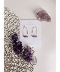 Amethyst Gemstone Drop Earrings - PINK ARROWS