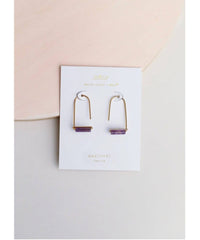 Amethyst Gemstone Drop Earrings - PINK ARROWS