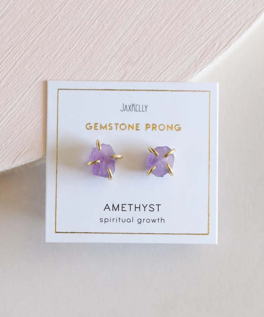 Amethyst Gemstone Prong Earrings - miamidrugpossession