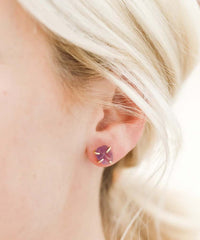 Amethyst Gemstone Prong Earrings - PINK ARROWS