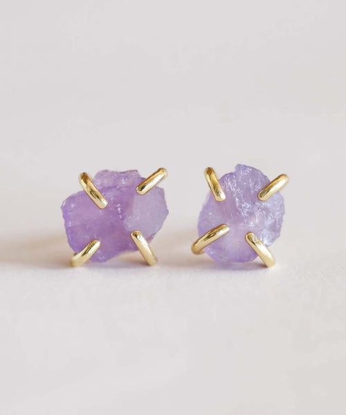 Amethyst Gemstone Prong Earrings - clearpathherbicide