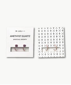 Amethyst Quartz Huggies Gold Earrings - clearpathherbicide