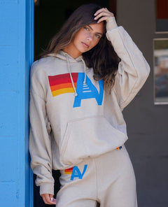 AN Logo Pullover Hoodie Relaxed Sand - PINK ARROWS