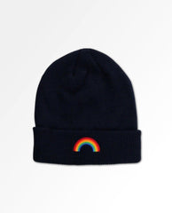 AN Rainbow Rib Cuff Beanie Black - PINK ARROWS