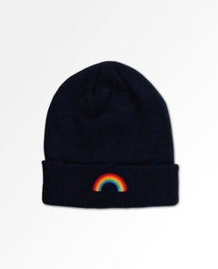 AN Rainbow Rib Cuff Beanie Black - miamidrugpossession