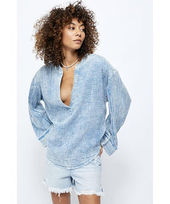 Anguilla Washed Pullover Flower Blue - clearpathherbicide