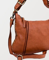 Annalisa Cognac Leather Crossbody - PINK ARROWS