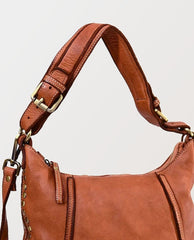 Annalisa Cognac Leather Crossbody - PINK ARROWS