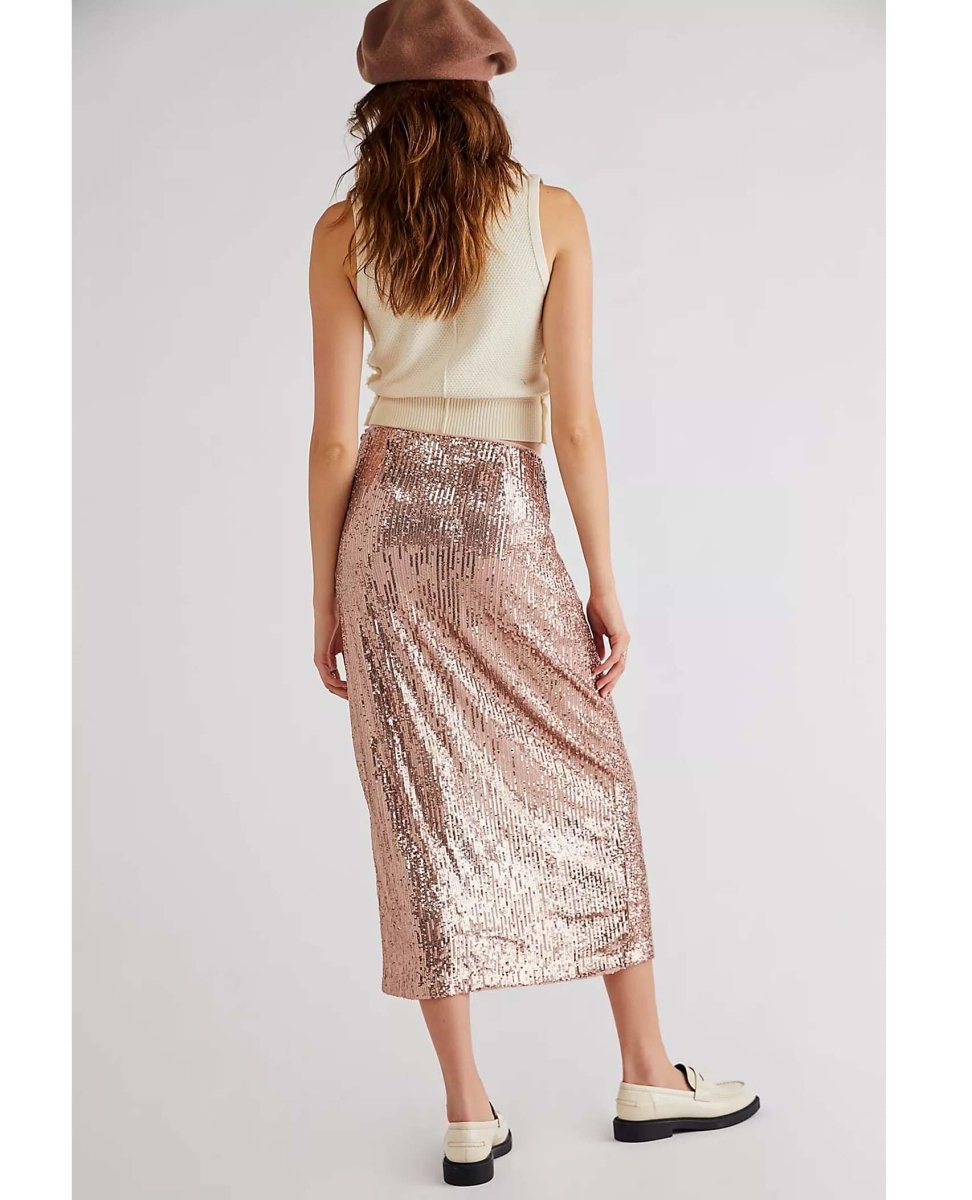 Ariana Sequin Maxi Skirt Pink Champagne - clearpathherbicide