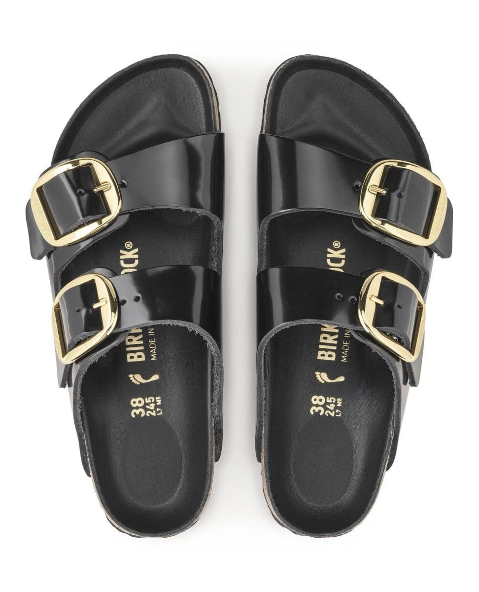 Arizona High Shine Black Birkenstock - PINK ARROWS