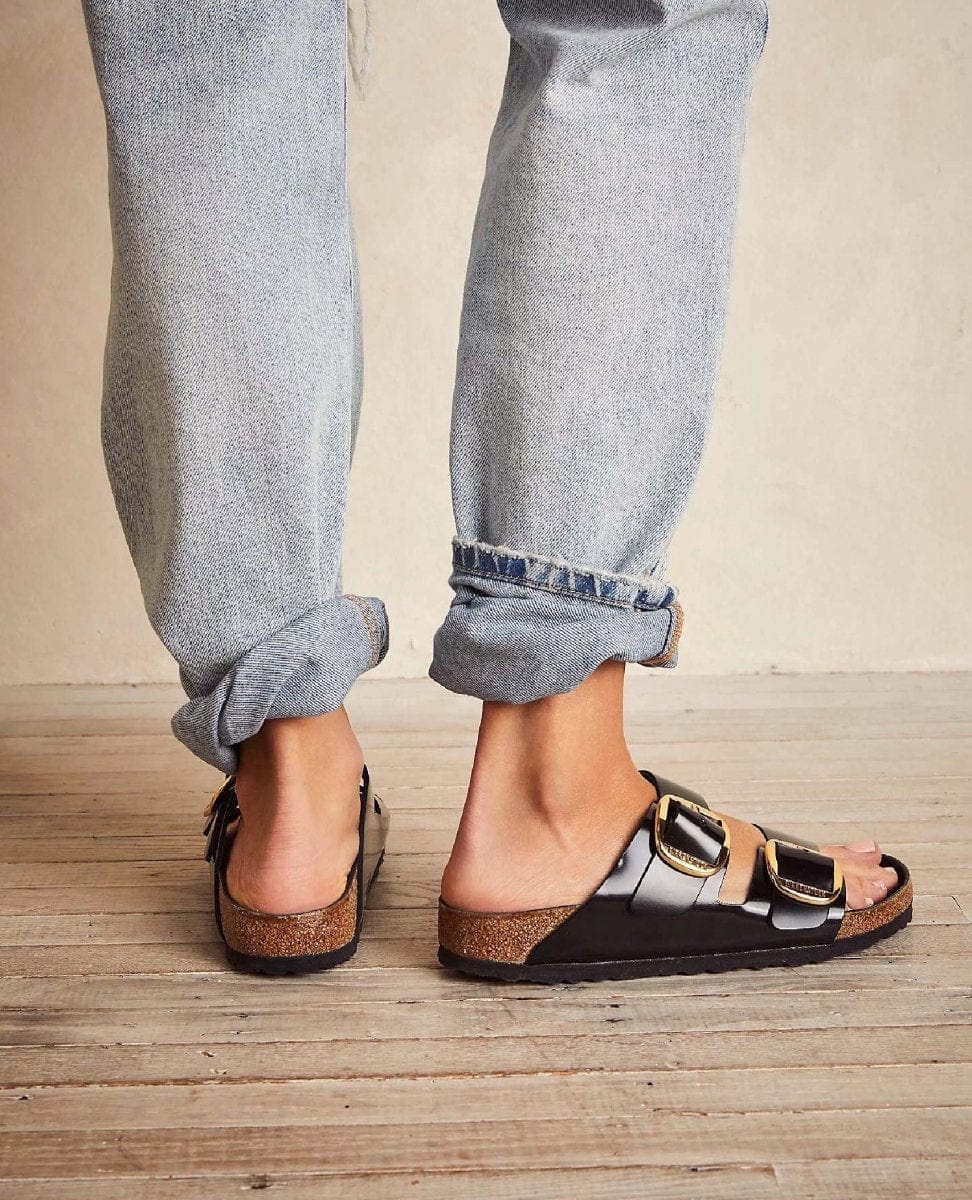 Arizona High Shine Black Birkenstock - PINK ARROWS