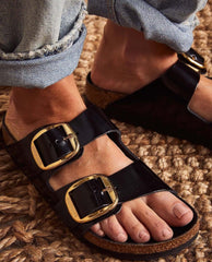 Arizona High Shine Black Birkenstock - PINK ARROWS