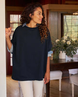 Audrey Funnel Neck Capelet Navy Fleece - miamidrugpossession